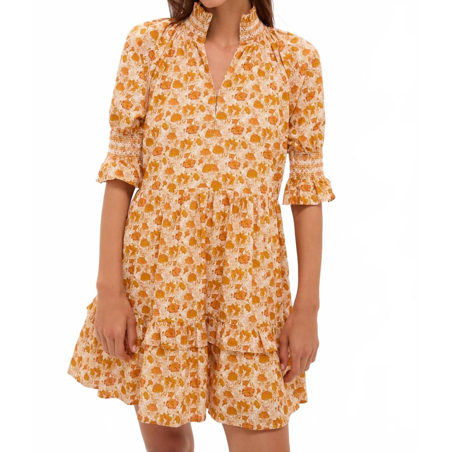 New Hyacinth House Floral Mini Dress In Burnt Orange Floral